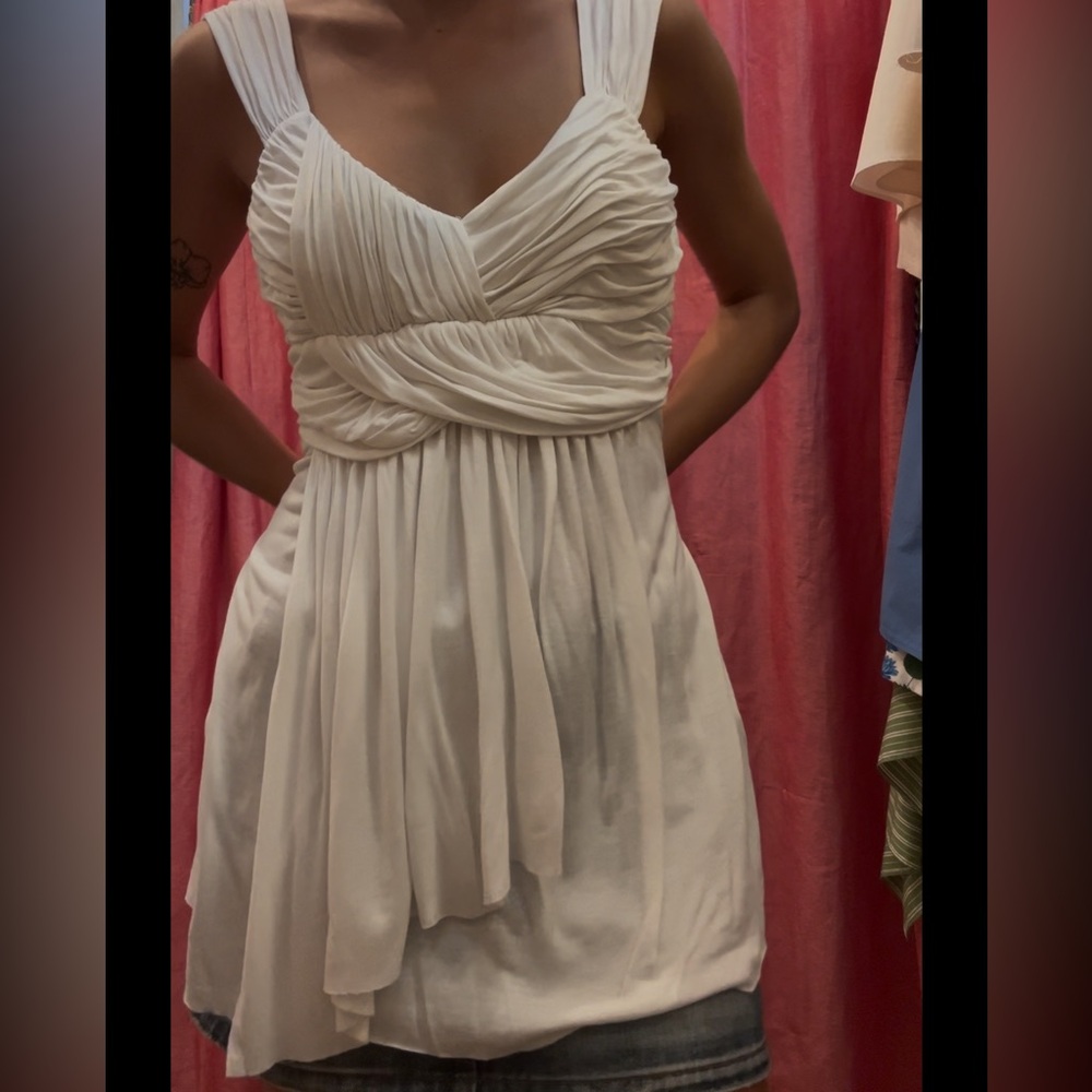 Kische White Ruched Sweetheart Tunic